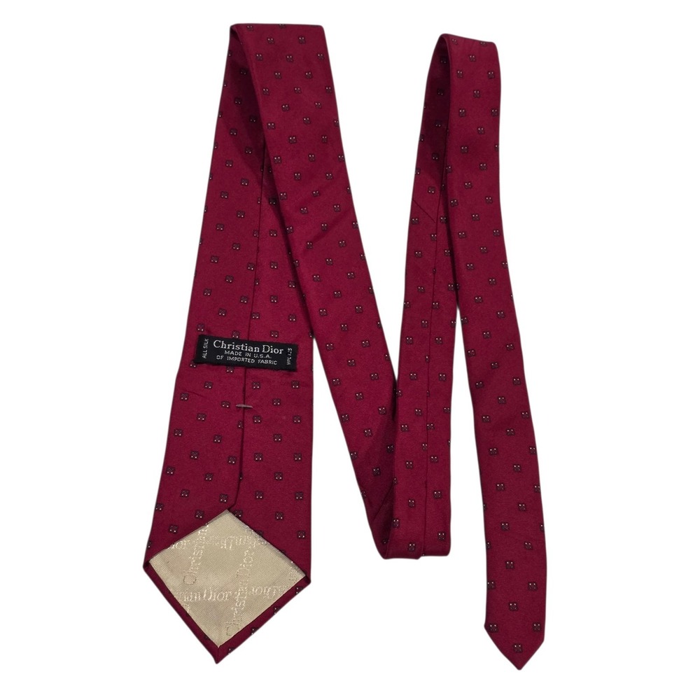 Christian Dior Silk Tie Burgundy Micro Dot Pattern Designer Luxury Neckwear Mens
